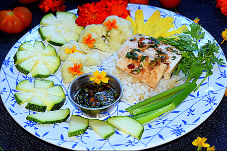 Khao Man Tau Hu - Seasoning Tofu on Rice2- thaiveggiewithb