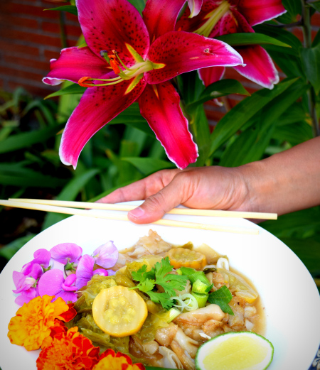 Thai noodle soup in gavy